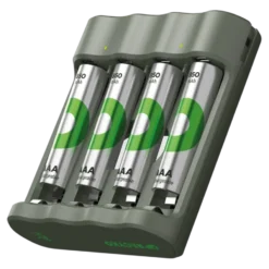 GP Batterijlader 411 + 4x oplaadbare batterijen AAA 850mAh ReCyko + Micro USB-lader
