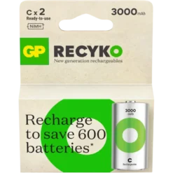 GP Batterij Oplaadbaar C NiMH 3000mAh ReCyko 1,2V 2 Stuks New