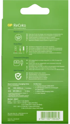 GP ReCyko+ USB Rapid Batterijlader incl. 4 AA Batterijen Outlet