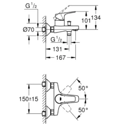 Grohe badkraan Quickfix Start Flow chroom 15 cm