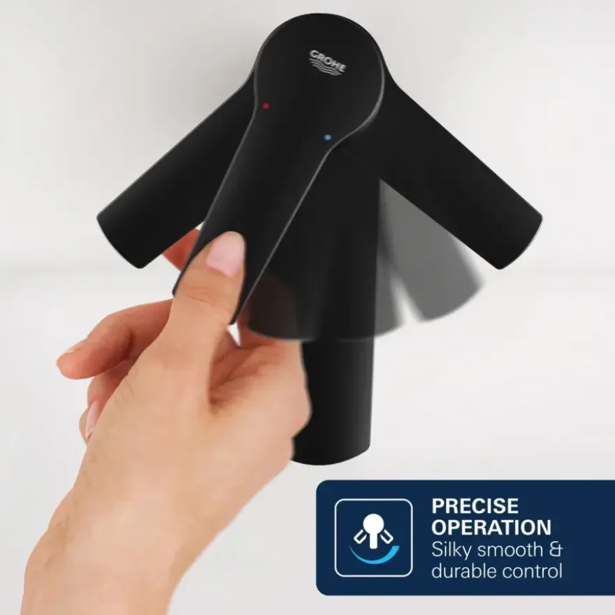 Grohe Dice wastafelmengkraan M-Size Push open Mat Zwart