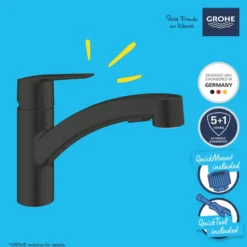 Grohe keukenkraan Quickfix Start uitrekbaar zwart