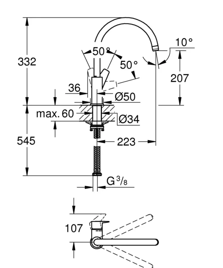 Grohe keukenkraan Start Edge chroom