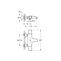 Grohe Thermostatische Badkraan Precision Trend Chroom 15 cm