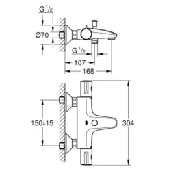 Grohe Thermostatische Badkraan Precision Feel Chroom 15 cm