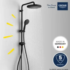 Grohe Vitalio Start 250 Flex douchesysteem met omstelling Rond, Max. 8,0L/Min Bij 3 Bar Mat Zwart