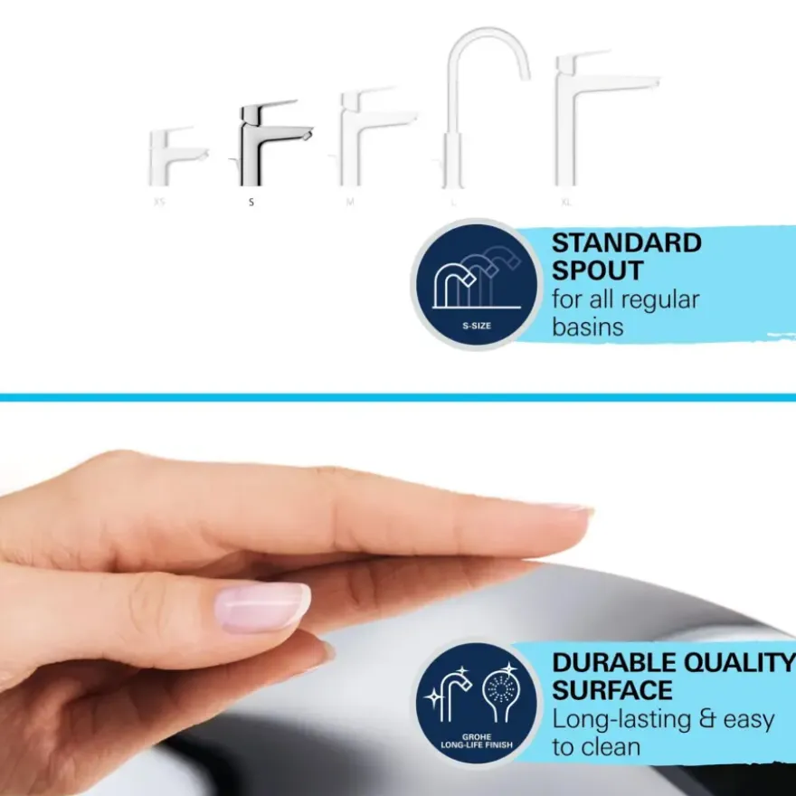 Grohe wastafelkraan Start edge S-size QuickFix chroom