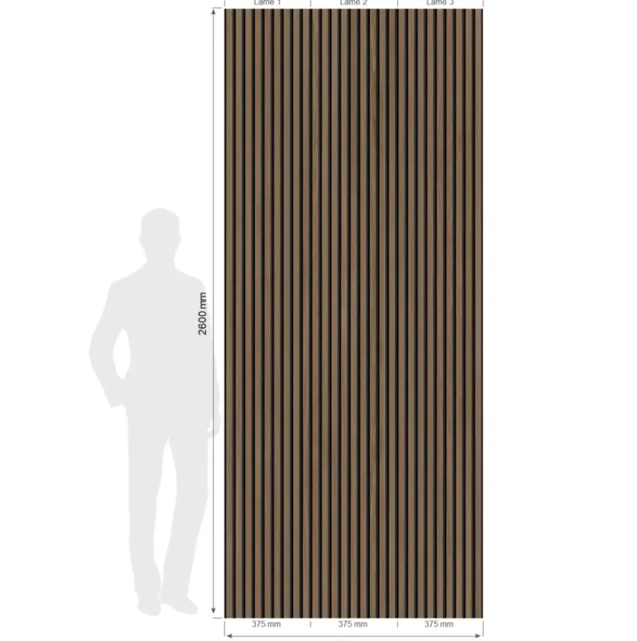 Grosfillex lattenwand kunststof Element 3D Linio walnoot 2.925m2 Best