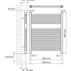 Haceka design radiator Sahara wit onderaansluiting 69 x 59 cm