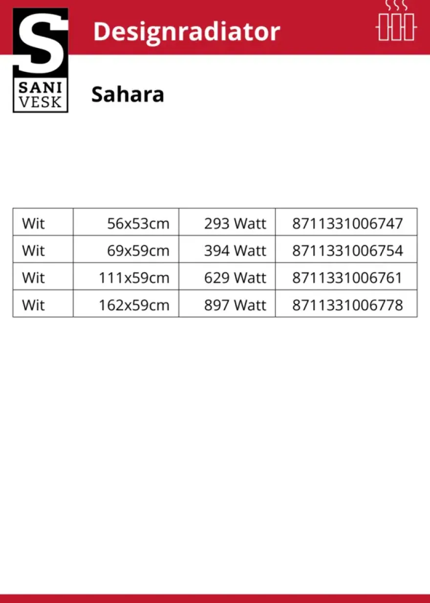 Haceka design radiator Sahara wit onderaansluiting 69 x 59 cm