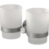 Haceka Kosmos dubbele tandenborstelhouder beker glas RVS