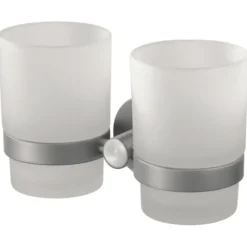 Haceka Kosmos dubbele tandenborstelhouder beker glas RVS
