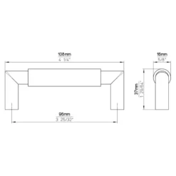 Handgreep Jara RVS look 96mm