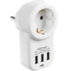 Handson Doorvoerstekker RA Wit Incl. 3 USB-aansluitingen Outlet