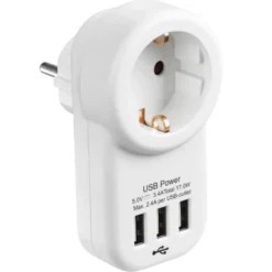 Handson Doorvoerstekker RA Wit Incl. 3 USB-aansluitingen Outlet