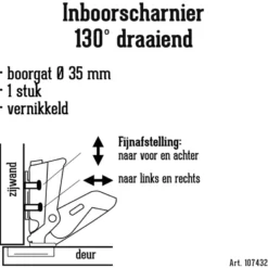 Handson Inboorscharnier 130 graden draaiend 35 mm Hot