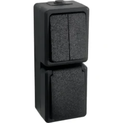 Handson opbouw combinatie stopcontact/serie schakelaar spatwaterdicht zwart Sale