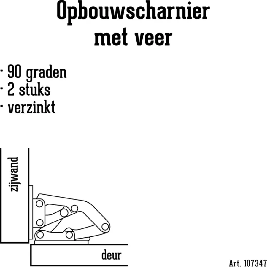Handson Opbouwscharnier met veer gelakt - 2 stuks Best