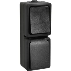Handson Opbouw Stopcontact/ Wisselschakelaar Spatwaterdicht Zwart Outlet