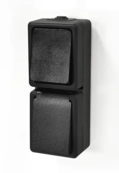 Handson Opbouw Stopcontact/ Wisselschakelaar Spatwaterdicht Zwart Outlet