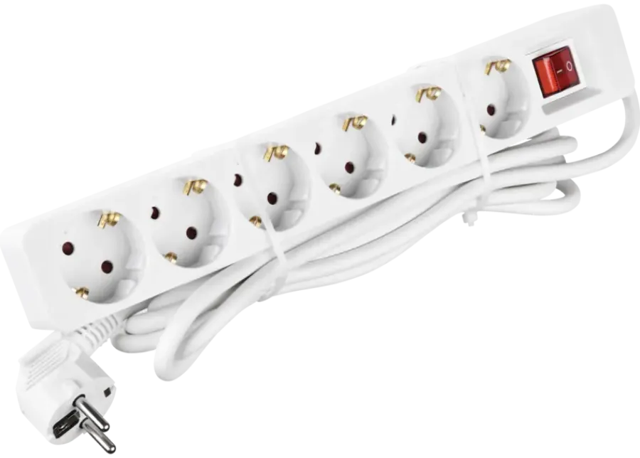 Handson Stekkerdoos 6-voudig RA Wit 3 Meter Outlet