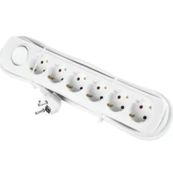 Handson Stekkerdoos 6-voudig RA Wit 2,5 Meter Outlet