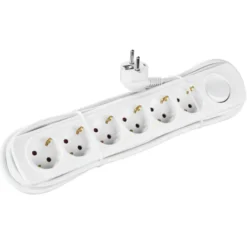 Handson Stekkerdoos 6-voudig RA Wit 2,5 Meter Outlet