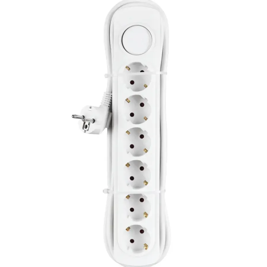 Handson Stekkerdoos 6-voudig RA Wit 2,5 Meter Outlet