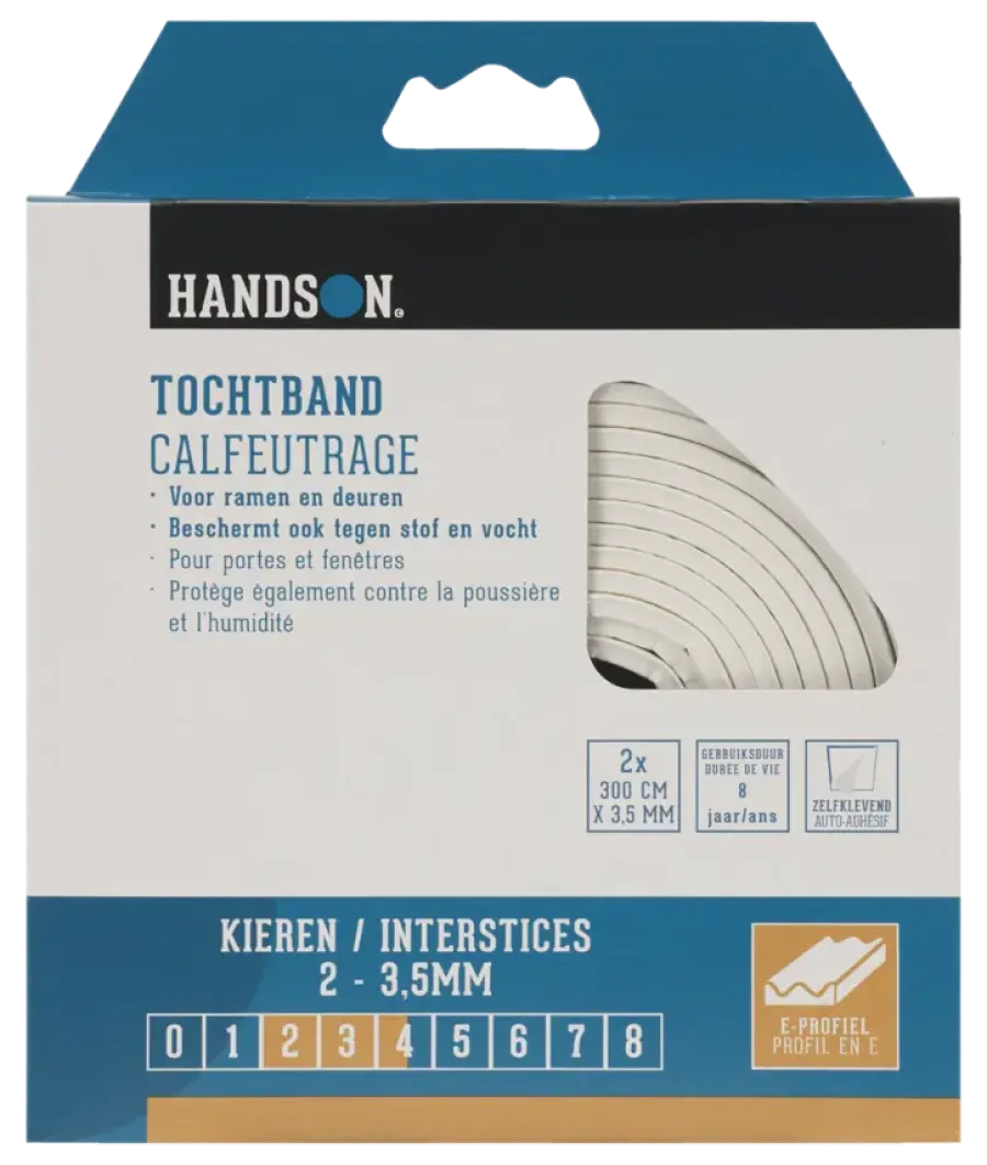 Handson tochtband E-profiel EPDM rubber wit 3 meter 2 stuks Best