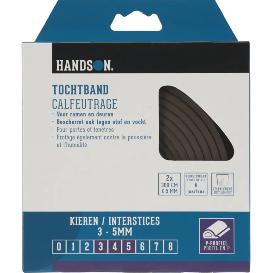 Handson tochtband P-profiel EPDM rubber bruin 3 meter 2 stuks Clearance