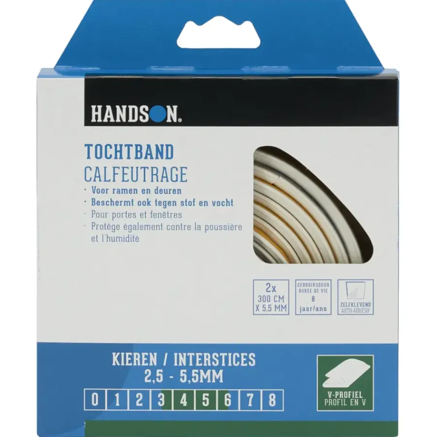 Handson tochtband V-profiel EPDM rubber wit 3 meter 2 stuks Clearance