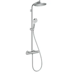 Hansgrohe regendoucheset Crometta S met handdouche en thermostaatkraan 2 standen chroom - hartafstand kraan 15 cm