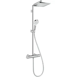 Hansgrohe regendoucheset Crometta E met handdouche en thermostaatkraan 2 standen chroom - hartafstand kraan 15 cm