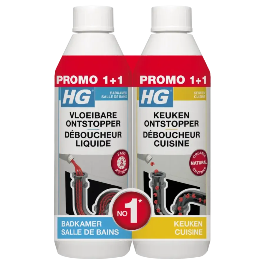 HG Vloeibare ontstopper 500 ml + Gratis Keukenontstopper 500 ml Online