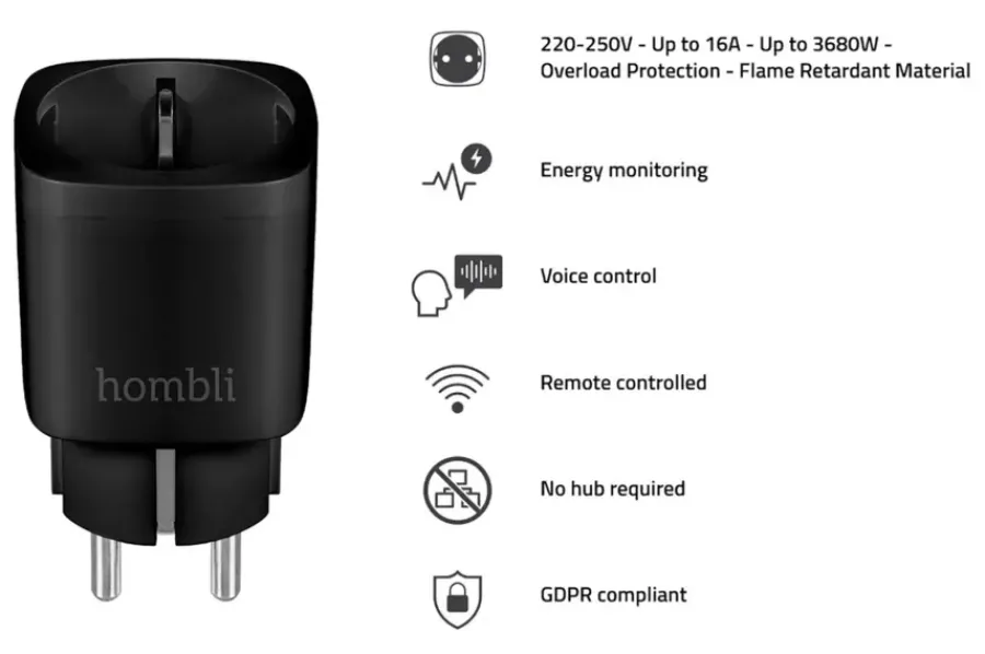 Hombli Slim Stopcontact Zwart Sale