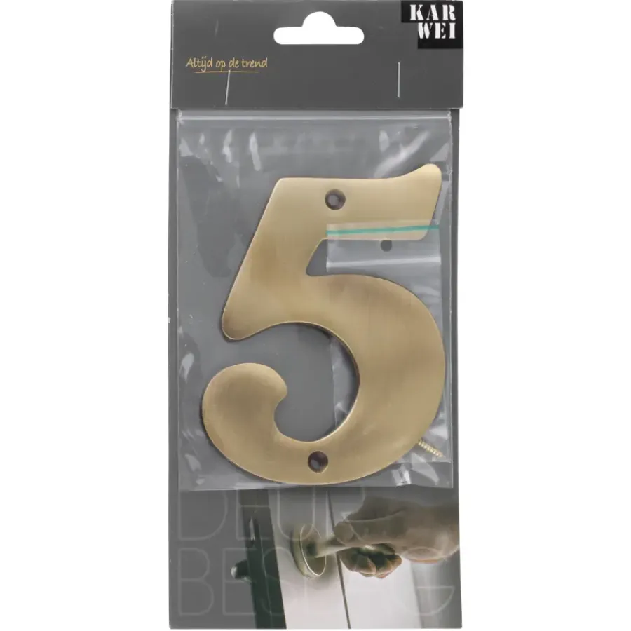 KARWEI Huiscijfer 5 brons glad Outlet