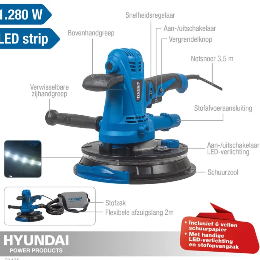 Hyundai wandschuurmachine 1280W Online