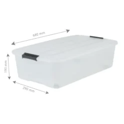 Iris Bedrollerbox click 40 liter transparant met grijze clips inclusief deksel