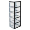 IRIS Design Chest ladesysteem - 5 diepe lades - Kunststof - Zwart/Transparant - Met wieltjes