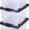 IRIS Handybox Opbergbox - 30L - Kunststof - Transparant/Zwart - Set van 3