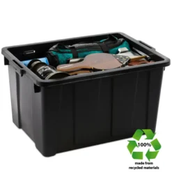 Iris Powerbox Robuust Opbergbox - 68L - 100% Recycled Kunststof - Zwart - Set van 3