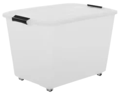 Iris Rollerbox opbergbox transparant kunststof met wieltjes 60 L