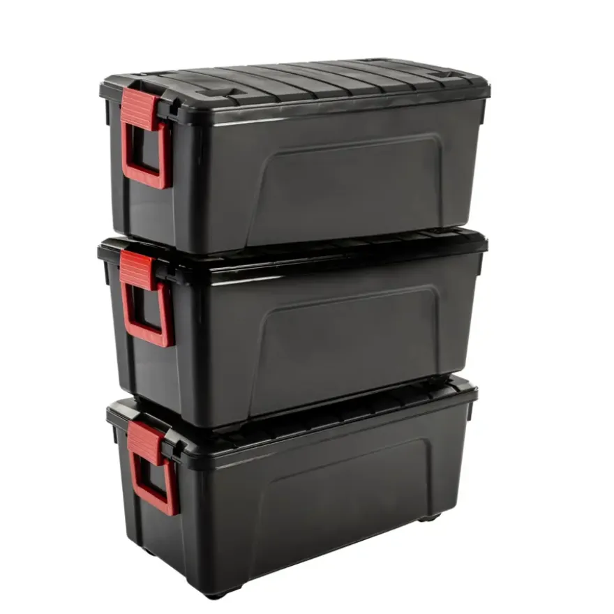 IRIS Store-It-All Opbergbox - 75L - Kunststof - Zwart - Set van 3