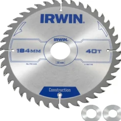 IRWIN cirkelzaagblad Ø184 mm. Inclusief reduceerringen waardoor geschikt voor asgat 16, 20 en 30 mm, vertanding 40T Best