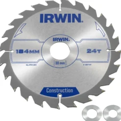 IRWIN cirkelzaagblad Ø184 mm. Inclusief reduceerringen waardoor geschikt voor asgat 16, 20 en 30 mm, vertanding 24T Hot
