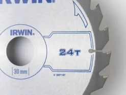 IRWIN cirkelzaagblad Ø184 mm. Inclusief reduceerringen waardoor geschikt voor asgat 16, 20 en 30 mm, vertanding 24T Hot