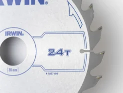 IRWIN cirkelzaagblad Ø190 mm. Inclusief reduceerringen waardoor geschikt voor asgat 16, 20 en 30 mm, vertanding 24T Hot
