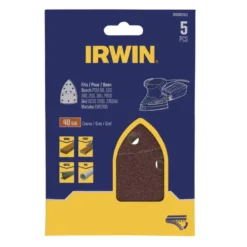 IRWIN schuurvel voor multischuurmachines Bosch PSM, Skil, Lux, Metabo, zelfklevend K40, 5 stuks Clearance