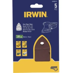 IRWIN schuurvel voor multischuurmachines Bosch PSM, Skil, Lux, Metabo, zelfklevend K120, 5 stuks Best