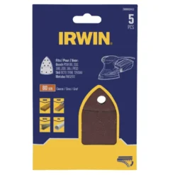 IRWIN schuurvel voor multischuurmachines Bosch PSM, Skil, Lux, Metabo, zelfklevend K80, 5 stuks Discount